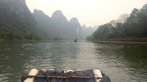 Riding a raft in Guilin riding a raft