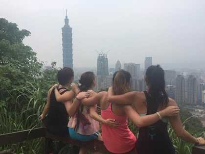 A back photo of us at the top of the hike Photo of us