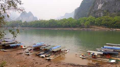 Parked rafts on the river parked rafts